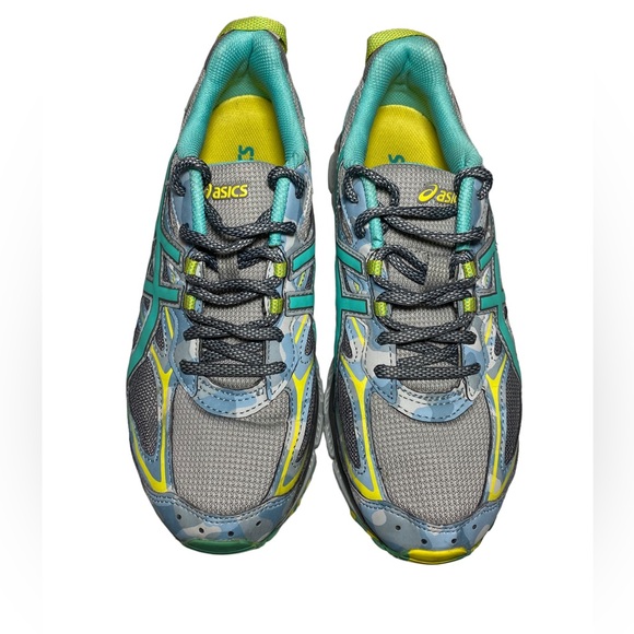 Asics 10 Gel Scram 3 Teal Gray Blue Camo Sneakers - Picture 13 of 16